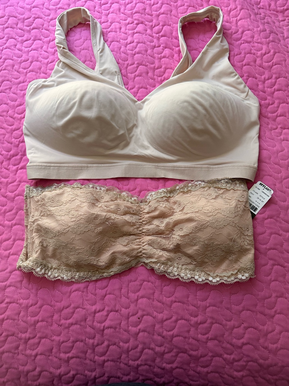 Unk Nude Wireless Bra with Nude Lace Bandeau